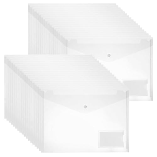 POUMUE 36 Transparent Dokumententasche A4, Dokumententasche A4 Abheftbar Dokumententasche Kunststoff mit Druckknopf, Document Wallet für Dokumente Organisieren von POUMUE