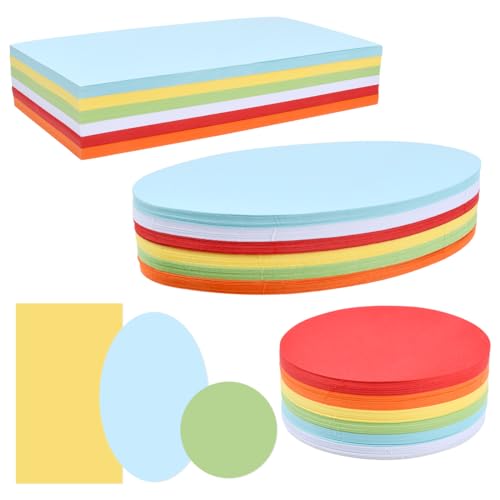 POUMUE 756pcs Moderationskarten Set, Metaplankarten Rund, Moderationskarten Oval, Rechteck Oval Rund Bunte Karten für Die Moderation Farbig Sortiert von POUMUE