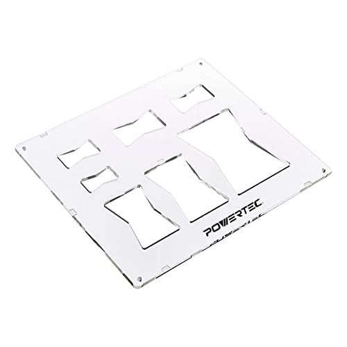 POWERTEC 71356 Clear Acrylic Butterfly Bowtie Router Template for Woodworking, Decorative Wood Router Jig Stencils Inlay Kit for Precise Cuts (7 in 1 Template) von PowerTec