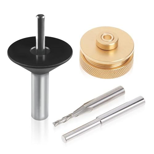 POWERTEC 72132 Vollhartmetall-Spiralfräser-Bit, 1/4-Zoll-Schaft mit Oberfräsenbuchse, Kragen, Ausrichtungsstift und Oberfräsen-Basisplatte, Zentrierstift und Kegel-Set mit 1/2 Zoll und 1/4 Zoll Enden POWERTEC 72132 Vollhartmetall-Spiralfräser-Bit, 1/4-Zoll-Schaft mit Oberfräsenbuchse, Kragen, Ausrichtungsstift und Oberfräsen-Basisplatte, Zentrierstift und Kegel-Set mit 1/2 Zoll und 1/4 Zoll Enden von POWERTEC