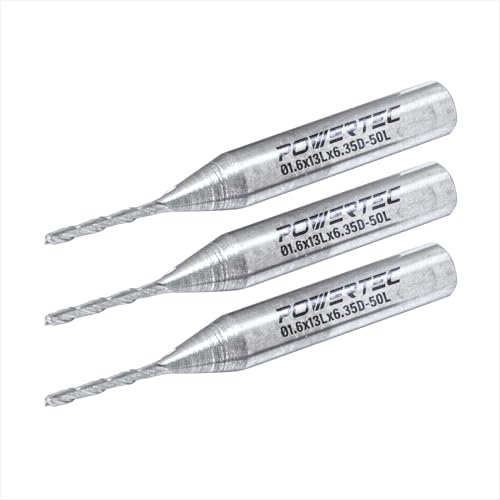 POWERTEC 73037-P3 Spiralfräsen-Bit, 1/16-Zoll-Schaft, Wolframkarbid-Fräser-Bit mit 1/2-Zoll-Schnittlänge und 5,1 cm Länge, passend für CNC-Fräser, Handfräse, Tischfräsen, Tische und Tauchfräsen, 3 POWERTEC 73037-P3 Spiralfräsen-Bit, 1/16-Zoll-Schaft, Wolframkarbid-Fräser-Bit mit 1/2-Zoll-Schnittlänge und 5,1 cm Länge, passend für CNC-Fräser, Handfräse, Tischfräsen, Tische und Tauchfräsen, 3 von POWERTEC