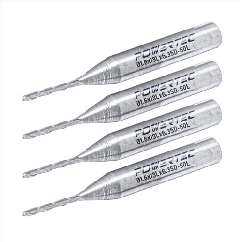 POWERTEC 73037-P4 Oberfräsen-Bit, 1/16-Zoll-Schaft, Wolframkarbid-Fräser-Bit mit 1/2-Zoll-Schnittlänge und 5,1 cm Länge, passend für CNC-Oberfräse, Handfräse, Tisch- und Tauchfräser, 4 Stück POWERTEC 73037-P4 Oberfräsen-Bit, 1/16-Zoll-Schaft, Wolframkarbid-Fräser-Bit mit 1/2-Zoll-Schnittlänge und 5,1 cm Länge, passend für CNC-Oberfräse, Handfräse, Tisch- und Tauchfräser, 4 Stück von POWERTEC