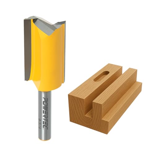 POWERTEC Gerader Tauchfräser-Bit, 1/4-Zoll-Schaft, 1,9 cm Schnittdurchmesser. Mit 3,8 cm Schnittlänge, passend für CNC-Fräser, Handfräse und Tauchfräser, 1 Stück (73066) von POWERTEC