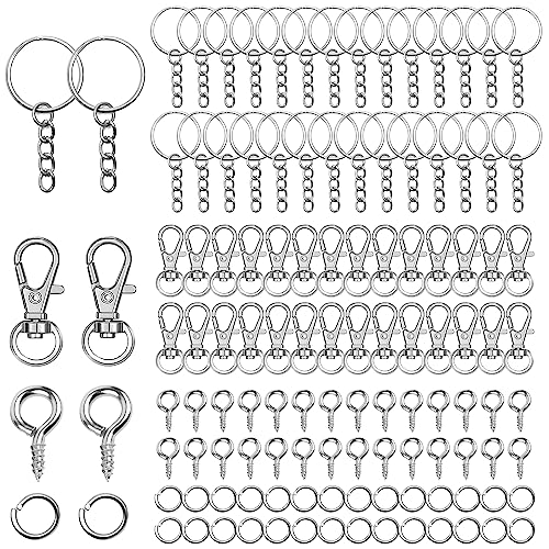POXIAOER 120 Stück schlüsselringe,Schlüsselring mit, Schlüsselanhänger Ringe, Schrauböse Pins, schlüsselanhänger basteln für Schlüssel DIY Schmuckherstellung Handwerk(Silber) von POXIAOER