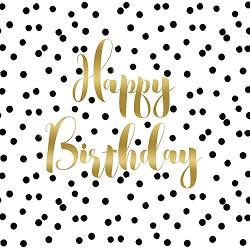 Geburtstags-Servietten Happy Birthday weiß mit schwarzen Punkten & Happy Birthday Schriftzug in gold 33x 33cm Geburtstags-Deko Geburtstags-Feier Tisch-Deko Geburtstag (40 Stück) von PPD Papierproducts Design GmbH