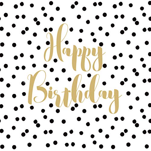 Geburtstags-Servietten Happy Birthday weiß mit schwarzen Punkten & Happy Birthday Schriftzug in gold 33x 33cm Geburtstags-Deko Geburtstags-Feier Tisch-Deko Geburtstag (60 Stück) von PPD