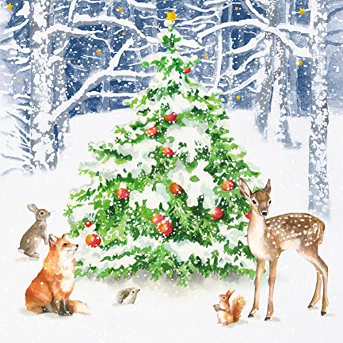 20 Servietten Tiere versammeln sich um Winterbaum | Reh | Fuchs | Hase | Tiere | Weihnachten | Winter | Tischdeko | Decoupage | Serviettentechnik 33x33cm 20 Servietten Tiere versammeln sich um Winterbaum | Reh | Fuchs | Hase | Tiere | Weihnachten | Winter | Tischdeko | Decoupage | Serviettentechnik 33x33cm von PPD