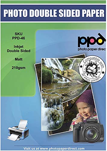 PPD 100 x A3 Inkjet Fotopapier 210g Beidseitig Bedruckbar Matt/Matt, Ideal für Flyer PPD-46-100 von PPD