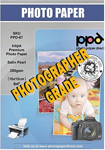 PPD 100 x 4x6" - Inkjet Profi Fotopapier 280g Satin, Sofort Trocknend und Wasserfest PPD-67-100 von PPD