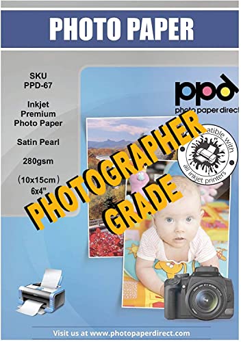 PPD 100 x 4x6" - Inkjet Profi Fotopapier 280g Satin, Sofort Trocknend und Wasserfest PPD-67-100 von PPD
