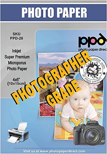 PPD 100 x 4x6" (ca.10x15cm) Inkjet Fotopapier 280g Glänzend, Sofort Trocknend, Wasserfest PPD-20-100 von PPD