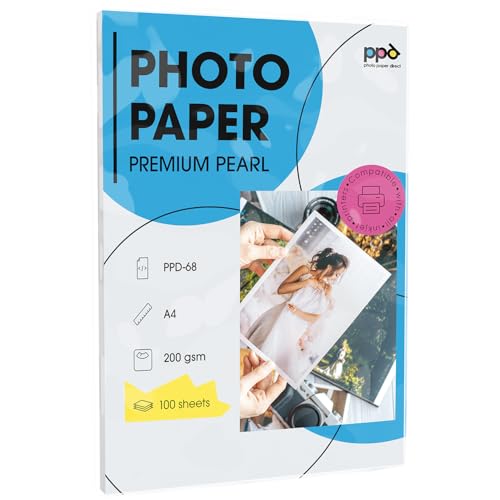 PPD 100xA4 Inkjet Premium Fotopapier Satin 200g Mikroporös, Wasserfest, Sofort Trocken PPD-68-100 von PPD