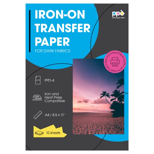 PPD 10xA4 Inkjet Premium Transferpapier für dunkles Textil, Bügeleisen und Transferpresse PPD-4-10 von PPD