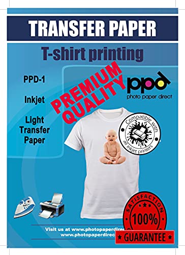 PPD 10xA5 Inkjet Premium Transferpapier für helles Textil, Bügeleisen und Transferpresse PPD-501-10 von PPD