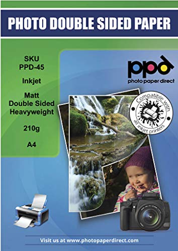 PPD 20 x A4 Inkjet Fotopapier 210g Beidseitig Bedruckbar Matt/Matt, Ideal für Flyer PPD-45-20 von PPD
