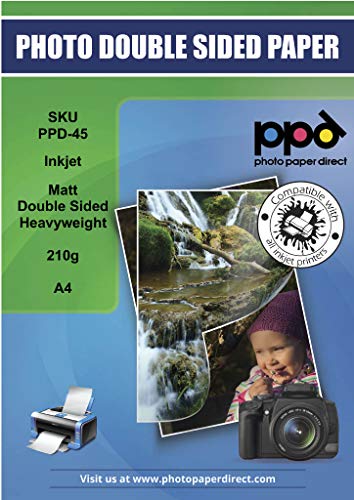 PPD 20 x A4 Inkjet Fotopapier 210g Beidseitig Bedruckbar Matt/Matt, Ideal für Flyer PPD-45-20 von PPD