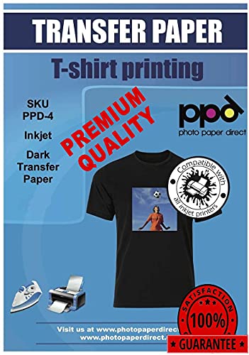 PPD 200xA4 Inkjet Premium Transferpapier für dunkles Textil, Bügeleisen, Transferpresse PPD-4-200 von PPD