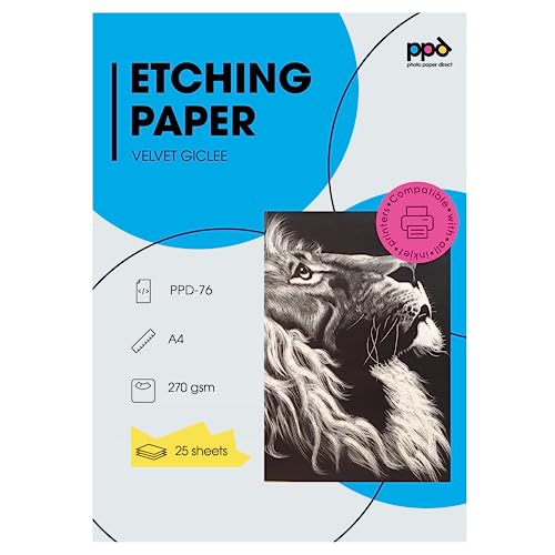 PPD 25xA4 Inkjet FineArt Etching White Velvet 270g Fotopapier Matt mit sanfter Struktur PPD-76-25 von PPD