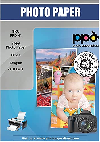 PPD 50 x A3 Inkjet Premium Fotopapier 180g Hochglänzend, Sofort Trocken und Wasserfest PPD-41-50 von PPD