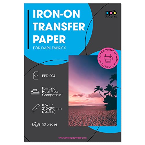 PPD 50xA4 Inkjet Premium Transferpapier für dunkles Textil, Bügeleisen und Transferpresse PPD-4-50 von PPD