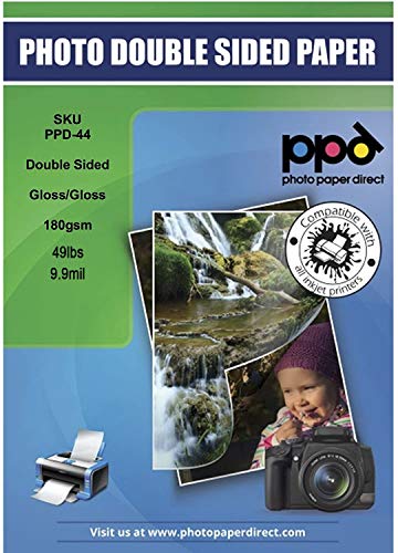 PPD 50 x A4 Inkjet Fotopapier 180g Beidseitig Bedruckbar, Hochglänzend, Sofort Trocken PPD-44-50 von PPD