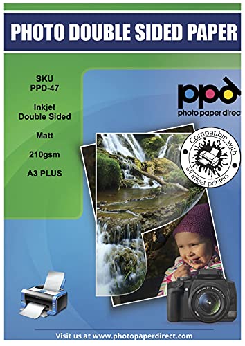 PPD 50 x A3+ Inkjet Fotopapier 210g Beidseitig Bedruckbar Matt/Matt, Ideal für Flyer PPD-47-50 von PPD