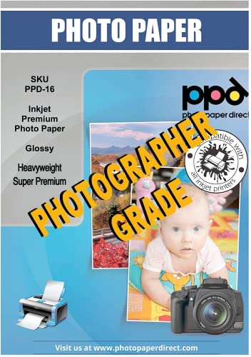 PPD 50 x A3 Inkjet Fotopapier 280g Glänzend Premium Plus Wasserfest, Sofort Trocken PPD-16-50 von PPD