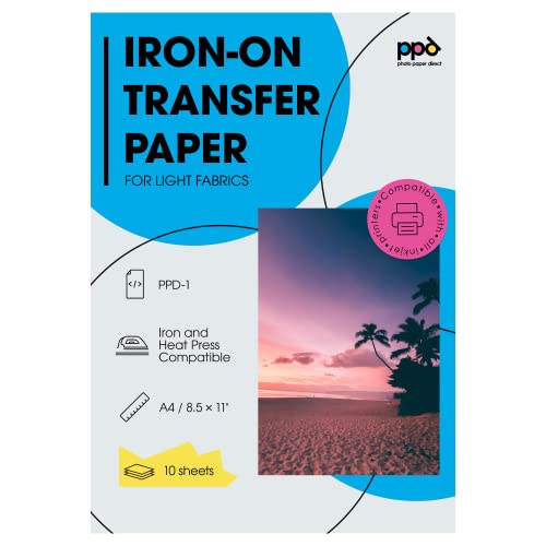 PPD 10 x A4 Inkjet Premium Transferpapier für helles Textil, Bügeleisen und Transferpresse PPD-1-10 von PPD