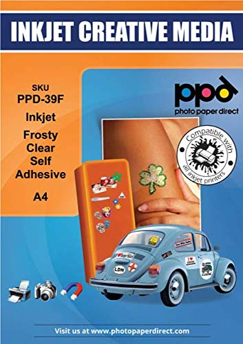PPD 20xA4 Inkjet Etikettenfolie, Semi-Transparent, Selbstklebend für Tintenstrahldrucker PPD-39F-20 von PPD