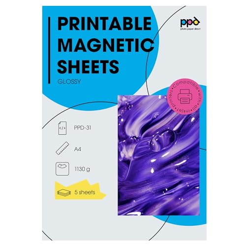 PPD 5xA4 Inkjet Premium Fotopapier Magnetisch, Glänzend, Bedruckbar und Schneidbar PPD-31-5 von PPD