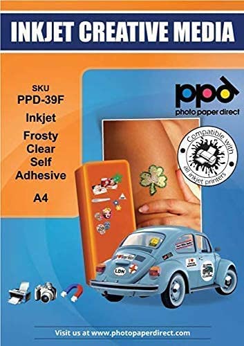 PPD 50xA4 Inkjet Etikettenfolie, Semi-Transparent, Selbstklebend für Tintenstrahldrucker PPD-39F-50 von PPD