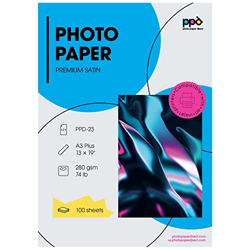 PPD Sparpack DIN A3 Plus x 100 Blatt - Inkjet 280 g/m2 Professionelles Fotopapier Mikroporös Seidenmatt - Profiqualität in der Großverpackung zum Vorteilspreis - geeignet für alle Tintenstrahldrucker PPD-23-100 von PPD