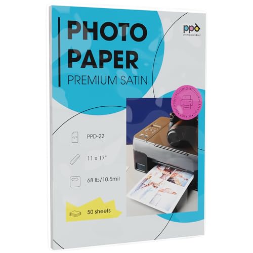 PPD 50 x A3 Inkjet Fotopapier 280g Satin Premium Plus Wasserfest, Sofort Trocken PPD-22-50 von PPD