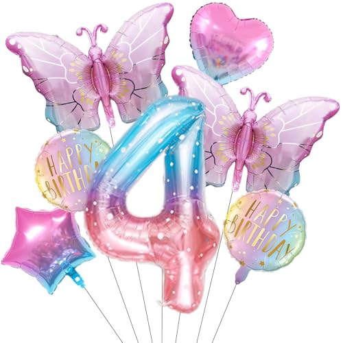 4 Jahre Schmetterling Geburtstag Deko,7Stück Schmetterling Deko Geburtstag,Schmetterling Folienballon 4 Jahre,Bunt Schmetterlinge Geburtstagsdeko,für Mädchen Geburtstag Jubiläum Motto Party Dekoration 4 Jahre Schmetterling Geburtstag Deko,7Stück Schmetterling Deko Geburtstag,Schmetterling Folienballon 4 Jahre,Bunt Schmetterlinge Geburtstagsdeko,für Mädchen Geburtstag Jubiläum Motto Party Dekoration von PPGGOPP