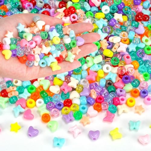 Bunte Perlen zum Auffädeln,1000PCS Glitzer Mix Pony Perlen,Kristall facettierte Perlen 9mm,Perlen Set Zum Auffädeln,Glitzerperlen für DIY Schmuckherstellung Armbänder Halskette Handwerk (A) von PPGGOPP