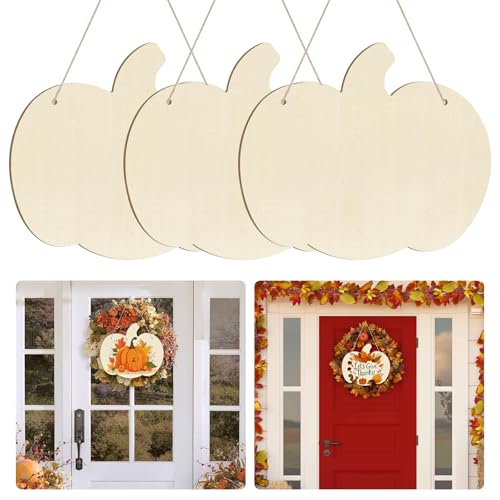 Großer Kürbis-Ausschnitt aus Holz,3 Stück Unlackierte Kürbis Holzscheiben,Kürbis Ausschnitt blanko,für Thanksgiving Party Herbst Party Halloween DIY Handwerk Dekoration Zubehör 30CM von PPGGOPP