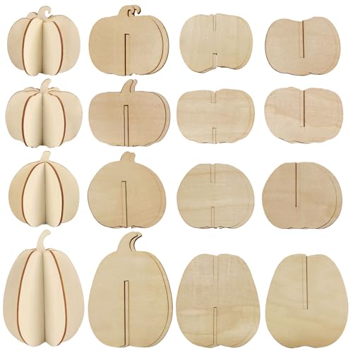 Holz Deko Hänger Herbst 8 Stück Unvollendete Pumpkin Ausschnitte 3D Kürbis aus Holz,DIY holz Herbst Deko für Halloween Dekoration und Bastelprojekte für Tischdeko und Anwendungen von PPGGOPP