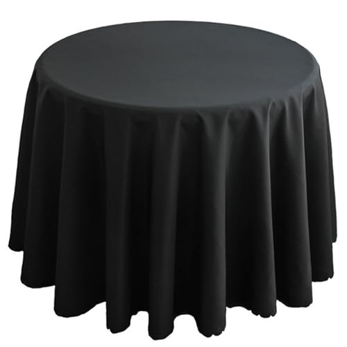 Bankett Tischtuch Runde Polyester-Tischdecke, solide Tischdecke for Hochzeit, Geburtstag, Party, Tischdecke, Heimdekoration(Black,Diameter 260CM) von PPQIRU
