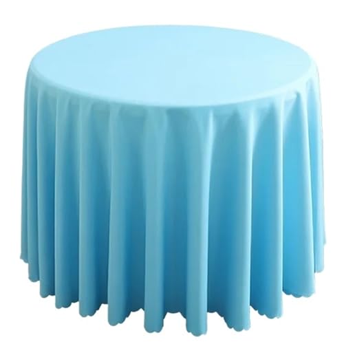 Bankett Tischtuch Runde Polyester-Tischdecke, solide Tischdecke for Hochzeit, Geburtstag, Party, Tischdecke, Heimdekoration(Blue,Diameter 260CM) von PPQIRU