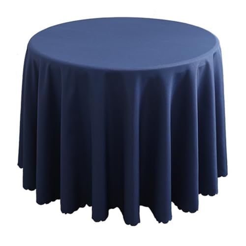 Bankett Tischtuch Runde Polyester-Tischdecke, solide Tischdecke for Hochzeit, Geburtstag, Party, Tischdecke, Heimdekoration(Blue1,Diameter 200CM) von PPQIRU