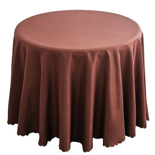 Bankett Tischtuch Runde Polyester-Tischdecke, solide Tischdecke for Hochzeit, Geburtstag, Party, Tischdecke, Heimdekoration(Coffee,Diameter 280CM) von PPQIRU