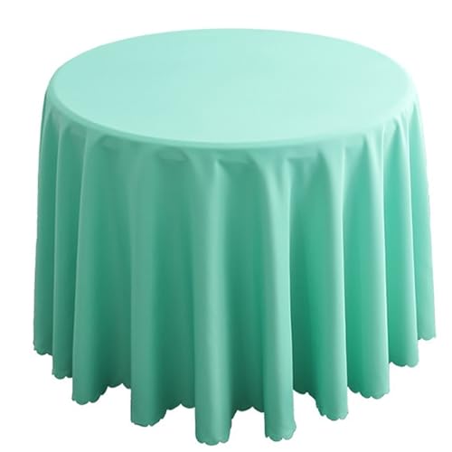 Bankett Tischtuch Runde Polyester-Tischdecke, solide Tischdecke for Hochzeit, Geburtstag, Party, Tischdecke, Heimdekoration(Green1,Diameter 160CM) von PPQIRU