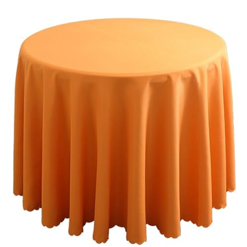 Bankett Tischtuch Runde Polyester-Tischdecke, solide Tischdecke for Hochzeit, Geburtstag, Party, Tischdecke, Heimdekoration(Orange,Diameter 140CM) von PPQIRU