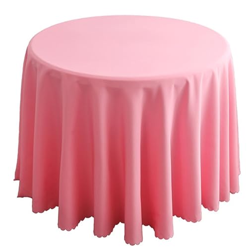 Bankett Tischtuch Runde Polyester-Tischdecke, solide Tischdecke for Hochzeit, Geburtstag, Party, Tischdecke, Heimdekoration(Pink1,Diameter 140CM) von PPQIRU