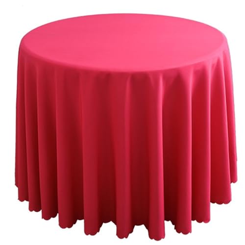 Bankett Tischtuch Runde Polyester-Tischdecke, solide Tischdecke for Hochzeit, Geburtstag, Party, Tischdecke, Heimdekoration(Pink2,Diameter 220CM) von PPQIRU