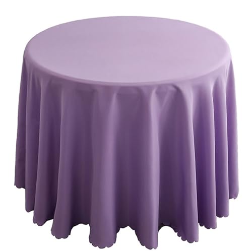 Bankett Tischtuch Runde Polyester-Tischdecke, solide Tischdecke for Hochzeit, Geburtstag, Party, Tischdecke, Heimdekoration(Purple1,Diameter 260CM) von PPQIRU