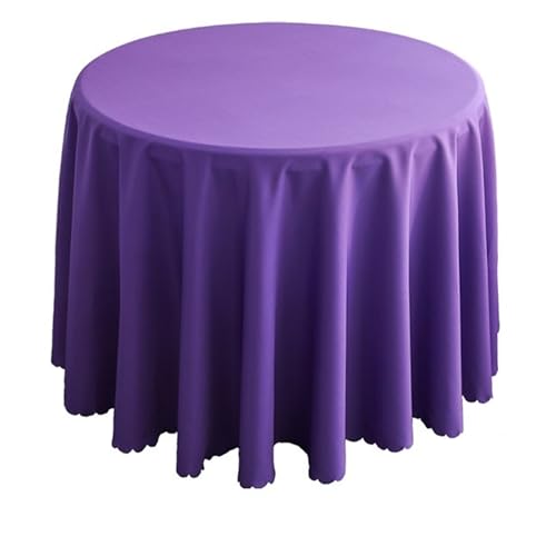 Bankett Tischtuch Runde Polyester-Tischdecke, solide Tischdecke for Hochzeit, Geburtstag, Party, Tischdecke, Heimdekoration(Purple2,Diameter 180CM) von PPQIRU