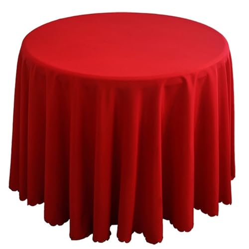 Bankett Tischtuch Runde Polyester-Tischdecke, solide Tischdecke for Hochzeit, Geburtstag, Party, Tischdecke, Heimdekoration(Red2,Diameter 320CM) von PPQIRU