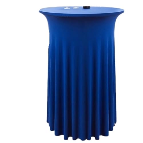 Bankett Tischtuch Runder Cocktail-Tischrock, Dehnbare Cocktail-Tischdecke mit gewelltem Drapierung, hohe Tischdecken for Party, Geburtstag, Bankett(Blue,80x110cm) von PPQIRU