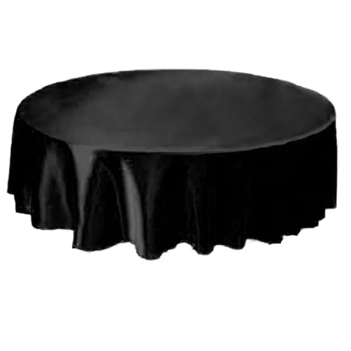 Bankett Tischtuch Tischdecke, rund, Satin, Tischdecke, Tischdecke, for Hotel, Zuhause, Küche, Hochzeit, Party, Tischdekoration(Black,Round 180cm) von PPQIRU